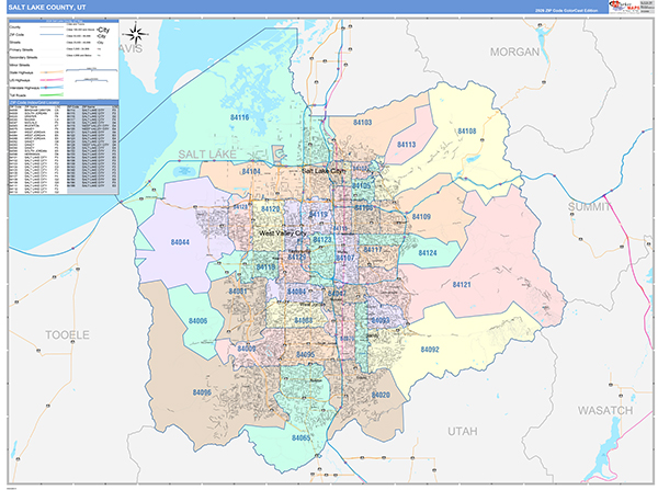 Salt Lake County, UT Wall Map